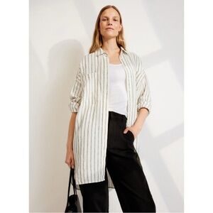 Everlane way long linen oversized striped button-up shirt